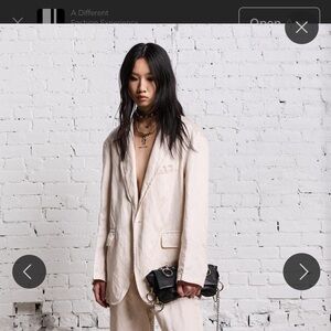 R13 Oyster Ragged Oversize Linen Blend Blazer